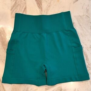 Teal High-Rise Women's Athletic Shorts